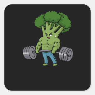 Deadlift Broccoli Gym Fitness Gift Bodybuilding Vierkante Sticker