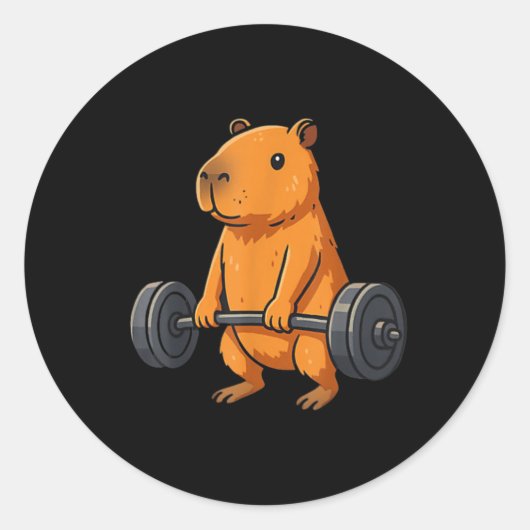 Deadlift Capybara Funny Fitness Capy Lover Gym Man Ronde Sticker (Voorkant)