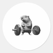 Deadlift Capybara Funny Fitness Rodent Lover Worko Ronde Sticker (Voorkant)