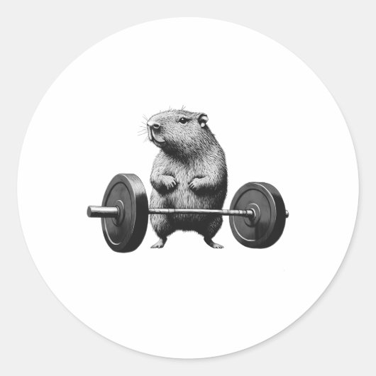 Deadlift Capybara Funny Fitness Rodent Lover Worko Ronde Sticker (Voorkant)