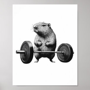 Deadlift Capybara Grappige Fitness Knaagdier Liefh Poster