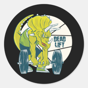 Deadlift Dinosaur - Triceratops Gewichtheffen Ronde Sticker