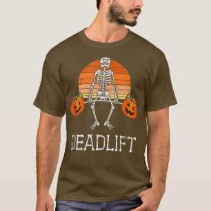 DEADLIFT Funny Halloween Skeleton Snoep Buckets Gy T-shirt