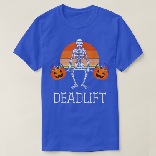 DEADLIFT Funny Halloween Skeleton Snoep Buckets Gy T-shirt (Design voorkant)