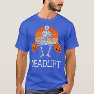 DEADLIFT Funny Halloween Skeleton Snoep Buckets Gy T-shirt