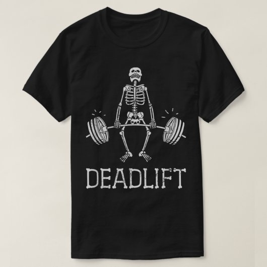 DEADLIFT Funny Halloween Skeleton Weight Lifting W T-shirt (Design voorkant)