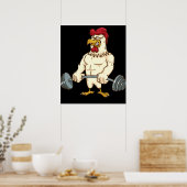 Deadlift Gym Chicken Fitness Bodybuilding Poster (Keuken)