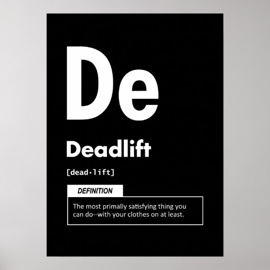 Deadlift - Periodieke tafel - Funny Gym Meme Poster (Voorkant)