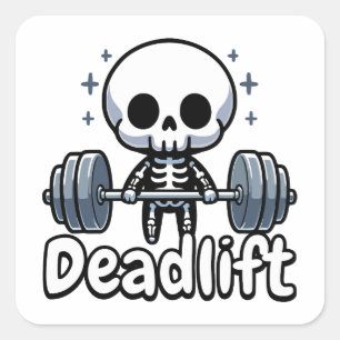 Deadlift! Schattige Deadlifting Skeleton Pun Vierkante Sticker