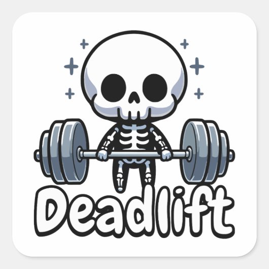 Deadlift! Schattige Deadlifting Skeleton Pun Vierkante Sticker (Voorkant)