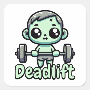 Deadlift! Schattigee Deadlifting Zombie Pun Vierkante Sticker
