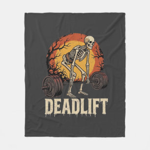 Deadlift Skelet Halloween Gym Workout Ontwerp Fleece Deken