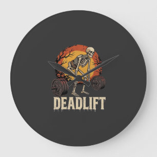 Deadlift Skelet Halloween Gym Workout Ontwerp Grote Klok