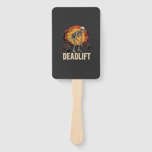 Deadlift Skelet Halloween Gym Workout Ontwerp Handwaaier (Voorkant)