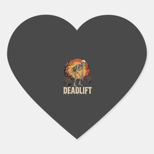 Deadlift Skelet Halloween Gym Workout Ontwerp Hart Sticker (Voorkant)