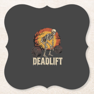 Deadlift Skelet Halloween Gym Workout Ontwerp Kartonnen Onderzetters
