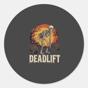 Deadlift Skelet Halloween Gym Workout Ontwerp Ronde Sticker