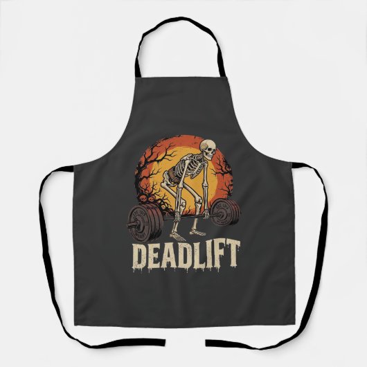 Deadlift Skelet Halloween Gym Workout Ontwerp Schort (Voorkant)