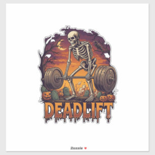 Deadlift Skelet Halter Halloween Pompoenen Graf Sticker