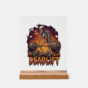 Deadlift Skelet Stang Halloween Pompoenen Graf Acryl Bord
