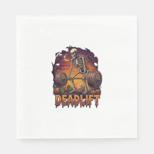 Deadlift Skelet Stang Halloween Pompoenen Graf Servet