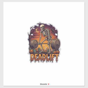 Deadlift Skelet Stang Halloween Pompoenen Graf Sticker