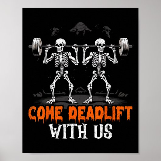 Deadlift Skeleton Gewichtheffer Bodybuilder Workou Poster (Voorkant)