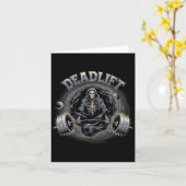 Deadlift Skeleton Gift Fitness Gothic Tarot Kaart  (Gele Bloem)