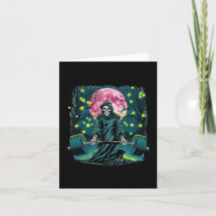 Deadlift Skeleton Gift Fitness Gothic Tarot Kaart