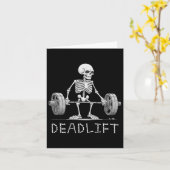 Deadlift Skeleton Halloween Grappig Gewichtheffen Kaart (Gele Bloem)