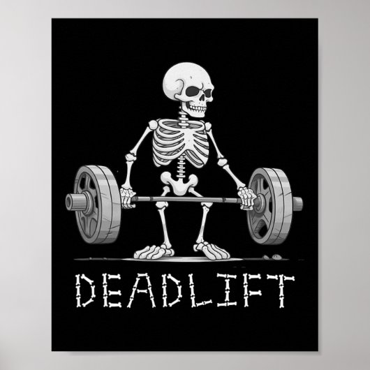 Deadlift Skeleton Halloween Grappig Gewichtheffen Poster (Voorkant)