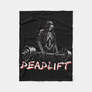 Deadlift Skeleton Halloween Gym Jokes Gewichtheffe Fleece Deken