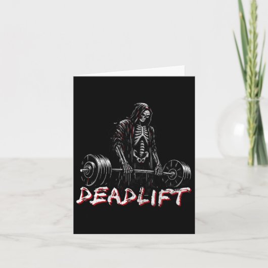 Deadlift Skeleton Halloween Gym Jokes Gewichtheffe Kaart (Voorkant)