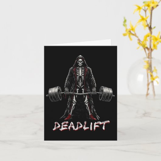 Deadlift Skeleton Halloween Gym Jokes Gewichtheffe Kaart (Gele Bloem)