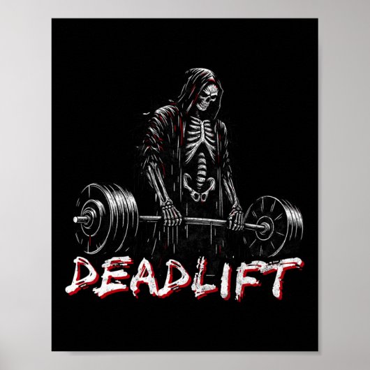 Deadlift Skeleton Halloween Gym Jokes Gewichtheffe Poster (Voorkant)