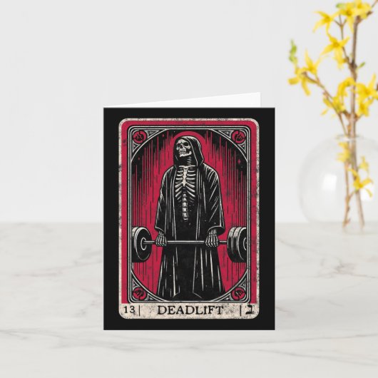 Deadlift Skeleton Halloween Gym Jokes Weig Kaart (Gele Bloem)