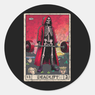 Deadlift Skeleton Halloween Gym Jokes Weig Ronde Sticker