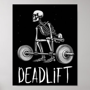 Deadlift Skeleton Workout Halloween Gewichtheffen Poster