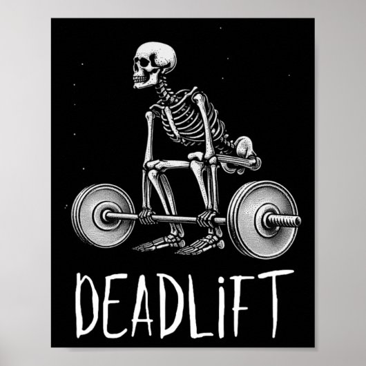 Deadlift Skeleton Workout Halloween Gewichtheffen Poster (Voorkant)