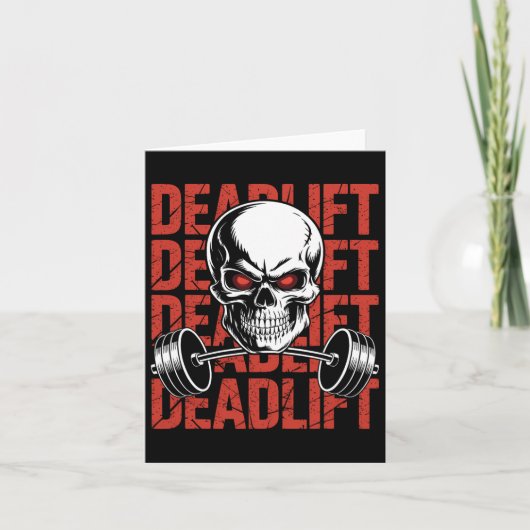 Deadlift Skull Skeleton Workout Powerlifting Gym L Kaart (Voorkant)