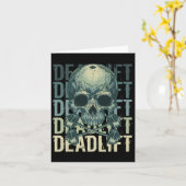 Deadlift Skull Skeleton Workout Powerlifting Gym L Kaart (Gele Bloem)