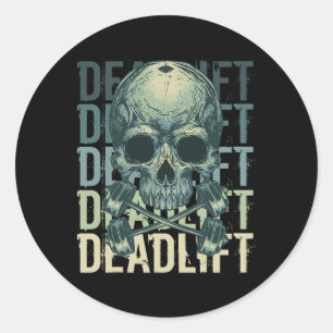Deadlift Skull Skeleton Workout Powerlifting Gym L Ronde Sticker