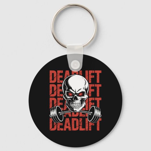 Deadlift Skull Skeleton Workout Powerlifting Gym L Sleutelhanger (Voorkant)