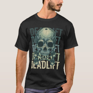 Deadlift Skull Skeleton Workout Powerlifting Gym L T-shirt