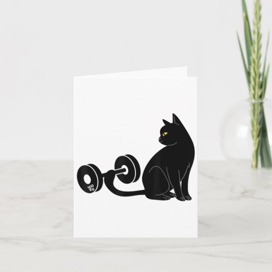 Deadlifting Cat Workout Gym Fitness Exercise Weigh Kaart (Voorkant)