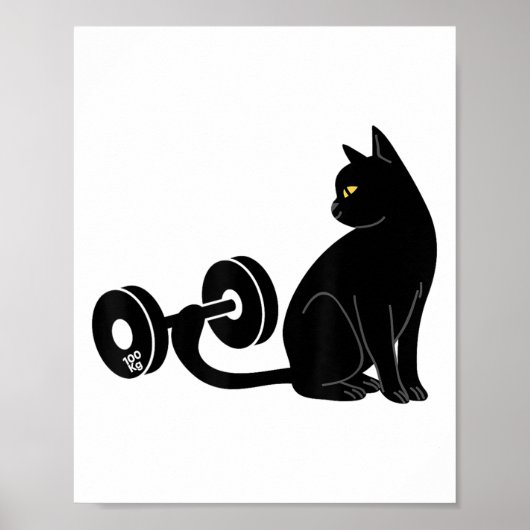 Deadlifting Cat Workout Gym Fitness Exercise Weigh Poster (Voorkant)