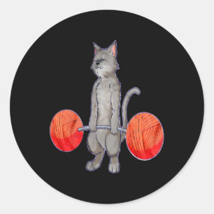 Deadlifting Grijze Kat Gewichtheffen Bodybuilding  Ronde Sticker