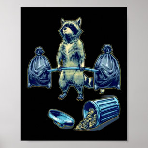 Deadlifting Raccoon Gewichtheffen Bodybuilding Fit Poster