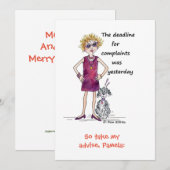 Deadline amusante opmerking rode waterverf Dame Feestdagenkaart (Voorkant / Achterkant)