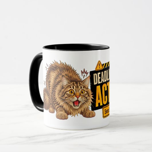 Deadline Modus Geactiveerd Kat Kopje - Grappige Ko Mok (Voorkant links)